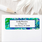 Blauwe en groene marmervochtige kunst Abstract Etiket (Insitu)