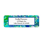 Blauwe en groene marmervochtige kunst Abstract Etiket (Voorkant)