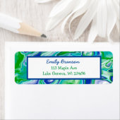 Blauwe en groene marmervochtige kunst Abstract Etiket (Insitu)