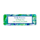 Blauwe en groene marmervochtige kunst Abstract Etiket (Voorkant)