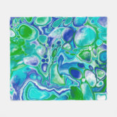 Blauwe en groene marmervochtige kunst Abstract Fleece Deken (Voorkant (Horizontaal))