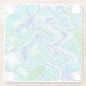 Blauwe en groene marmervochtige kunst Abstract Glazen Onderzetter (Achterkant)