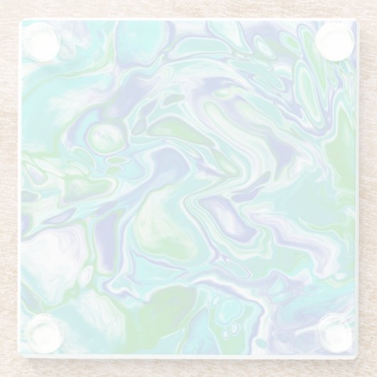 Blauwe en groene marmervochtige kunst Abstract Glazen Onderzetter (Achterkant)
