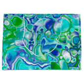 Blauwe en groene marmervochtige kunst Abstract Groot Cadeauzakje (Voorkant)