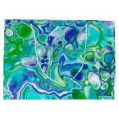 Blauwe en groene marmervochtige kunst Abstract Groot Cadeauzakje (Achterkant)