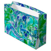 Blauwe en groene marmervochtige kunst Abstract Groot Cadeauzakje (Achterkant Gekanteld)