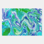 Blauwe en groene marmervochtige kunst Abstract Inpakpapier Vel (Voorkant 2)
