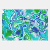 Blauwe en groene marmervochtige kunst Abstract Inpakpapier Vel (Voorkant)