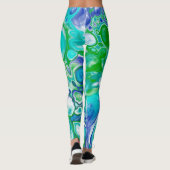 Blauwe en groene marmervochtige kunst Abstract Leggings (Achterkant)