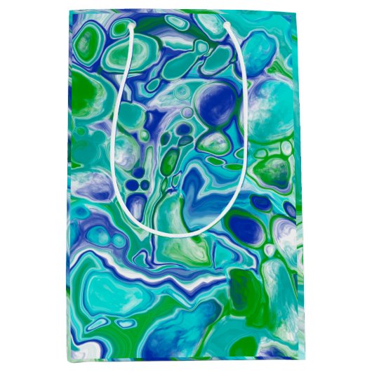 Blauwe en groene marmervochtige kunst Abstract Medium Cadeauzakje (Voorkant)