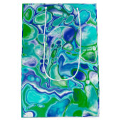 Blauwe en groene marmervochtige kunst Abstract Medium Cadeauzakje (Achterkant)