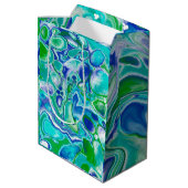 Blauwe en groene marmervochtige kunst Abstract Medium Cadeauzakje (Achterkant Gekanteld)