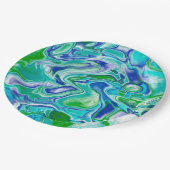 Blauwe en groene marmervochtige kunst Abstract Papieren Bordje (Gekanteld)