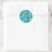 Blauwe en groene marmervochtige kunst Abstract Ronde Sticker (Tas)