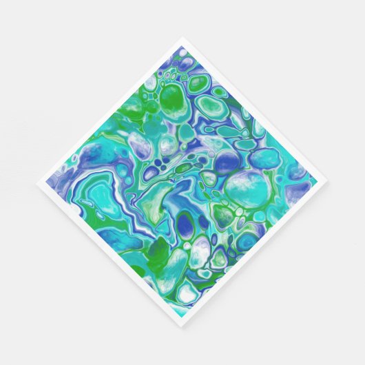 Blauwe en groene marmervochtige kunst Abstract Servet (Hoek)