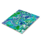 Blauwe en groene marmervochtige kunst Abstract Tegeltje (Zijkant)