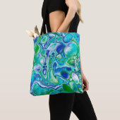 Blauwe en groene marmervochtige kunst Abstract Tote Bag (Dichtbij)