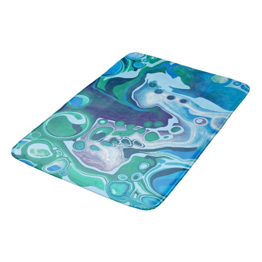 Blauwe en groene marmervochtige kunst badmat (Gekanteld)