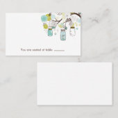 Blauwe en groene Mason Jars Table Plaatskaartje (Voorkant / Achterkant)