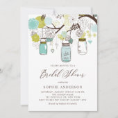 Blauwe en groene Mason Jars Vrijgezellenfeest Kaart (Voorkant)