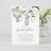 Blauwe en groene Mason Jars Vrijgezellenfeest Kaart (Staand voorkant)