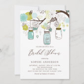 Blauwe en groene Mason Jars Vrijgezellenfeest Kaart (Voorkant)