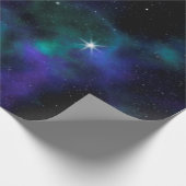 Blauwe en groene melkweg cadeaupapier (Hoek)