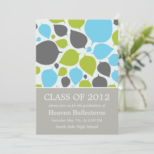 Blauwe en groene moderne Afstuderen bekendmaking Kaart (Staand voorkant)