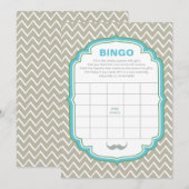 Blauwe en groene Mustach Baby shower Bingo Game Ka Kaart (Voorkant / Achterkant)
