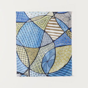 Blauwe en groene neurografische kunsttapes wandkleed