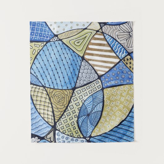 Blauwe en groene neurografische kunsttapes wandkleed (Voorkant)