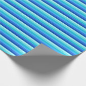 Blauwe en groene oceaantinten, gestreept cadeaupapier (Hoek)