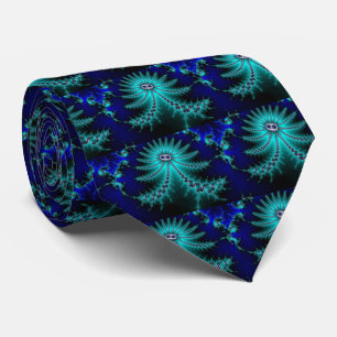Blauwe en groene octopus Fractal Stropdas