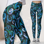 Blauwe en groene octopus tentakel leggingen leggings