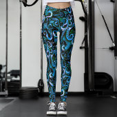 Blauwe en groene octopus tentakel leggingen leggings