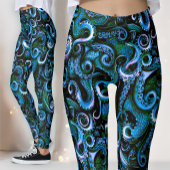 Blauwe en groene octopus tentakel leggingen leggings