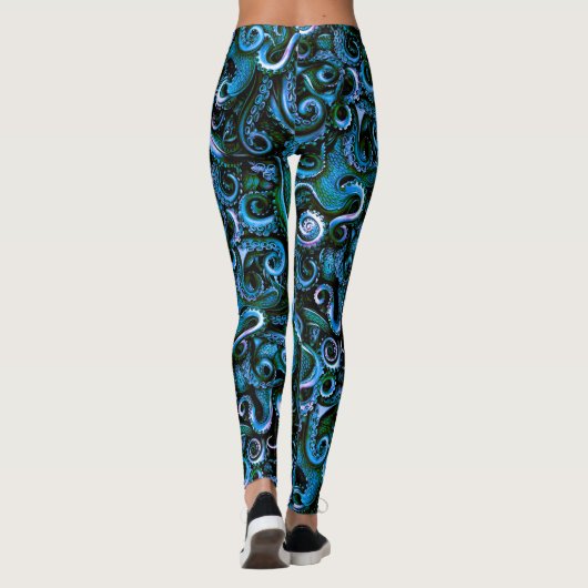 Blauwe en Groene Octopus Tentakels Leggings (Achterkant)