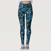 Blauwe en Groene Octopus Tentakels Leggings (Voorkant)
