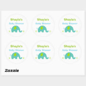 Blauwe en Groene Olifant Baby shower Favor Sticker (Vel)