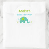 Blauwe en Groene Olifant Baby shower Favor Sticker (Tas)