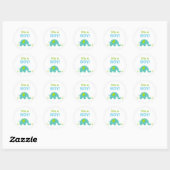 Blauwe en Groene Olifant Baby shower Seal Ronde Sticker (Vel)