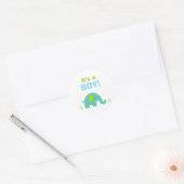 Blauwe en Groene Olifant Baby shower Seal Ronde Sticker (Envelop)