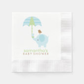 Blauwe en groene olifant Baby shower Servetten (Voorkant)