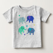 Blauwe en Groene Olifanten Baby T-Shirt (Voorkant)