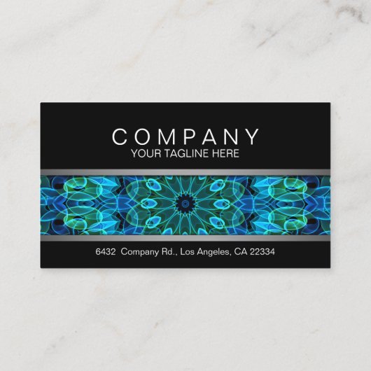 Blauwe en groene Pareltjes Mandala-kaart Afsprakenkaartje (Achterkant)