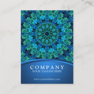 Blauwe en groene Pareltjes Mandala Visitekaartje