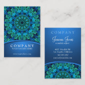 Blauwe en groene Pareltjes Mandala Visitekaartje (Voorkant / Achterkant)