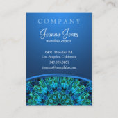 Blauwe en groene Pareltjes Mandala Visitekaartje (Achterkant)