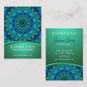 Blauwe en groene Pareltjes Mandala Visitekaartje (Voorkant / Achterkant)