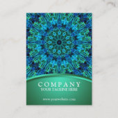 Blauwe en groene Pareltjes Mandala Visitekaartje (Voorkant)